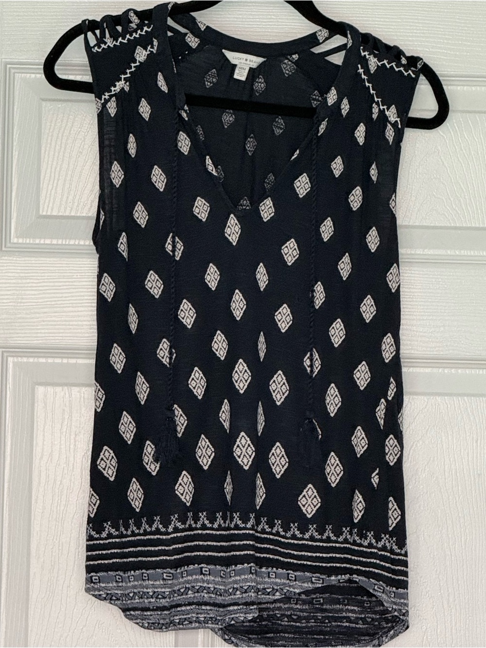 Lucky Brand Navy Sleeveless Boho Top
